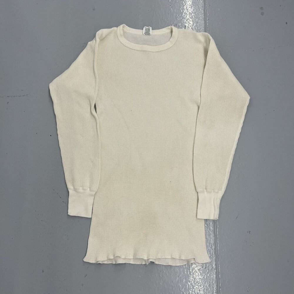 Vintage 80s JE Morgan White Blank Long Sleeve Thermal
